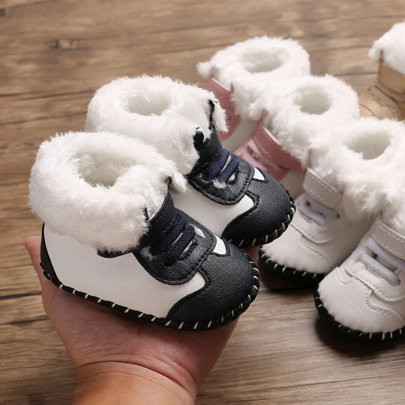 

HAIZHIW милые теплые плюшевые ботинки Kawaii для мальчиков и девочек, удобные дышащие зимние ботинки, подходящие для детей 0-18 месяцев