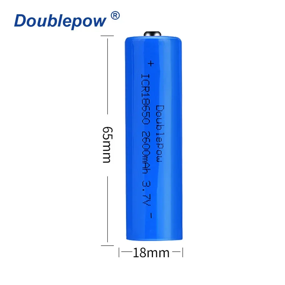 Doublepow 18650 Rechargeable Battery 3.7V 2600mAh - High Capacity Li-ion Battery for Flashlights, LED Torches