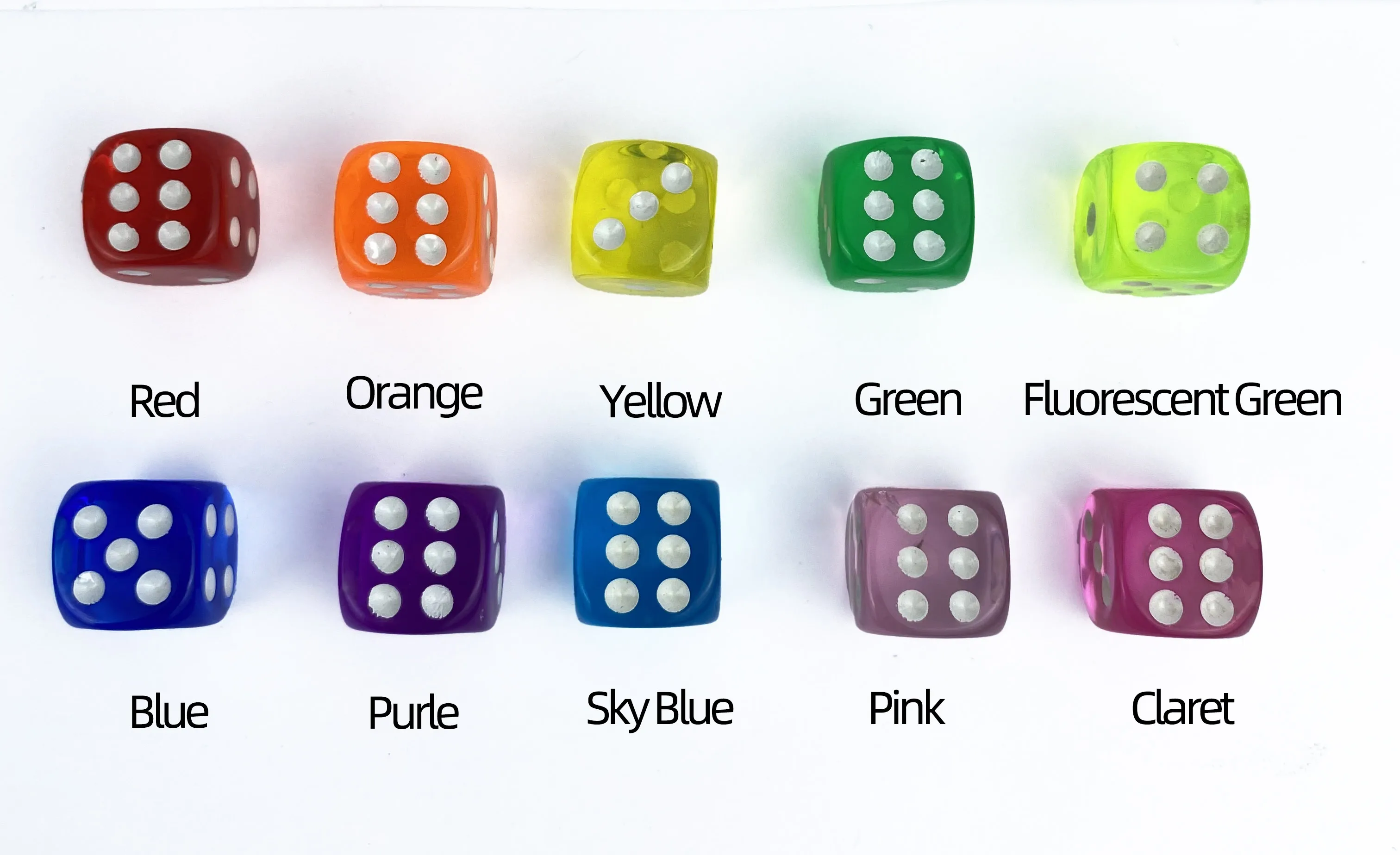 100 Pcs Per Package 10 Color 14mm Acrylic 6 Side D6 Round Corner Transperent Colorful Dice For Board Game Party Gift