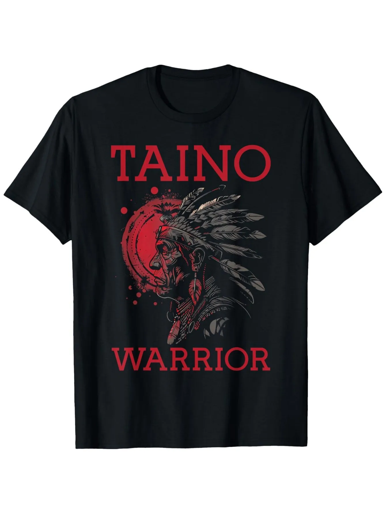 Taino Warrior Puerto Rico Heritage Boriken Pride T-Shirt Unisex 100% Relaxed Fit Tee with Puerto Rican Flag Colors