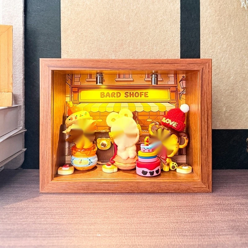 Generic Lighted Blind Box Display Case Dustproof 3d Shadow Box Diy Frame With Glass Door For Pop Mart Star Character Dolls Decor