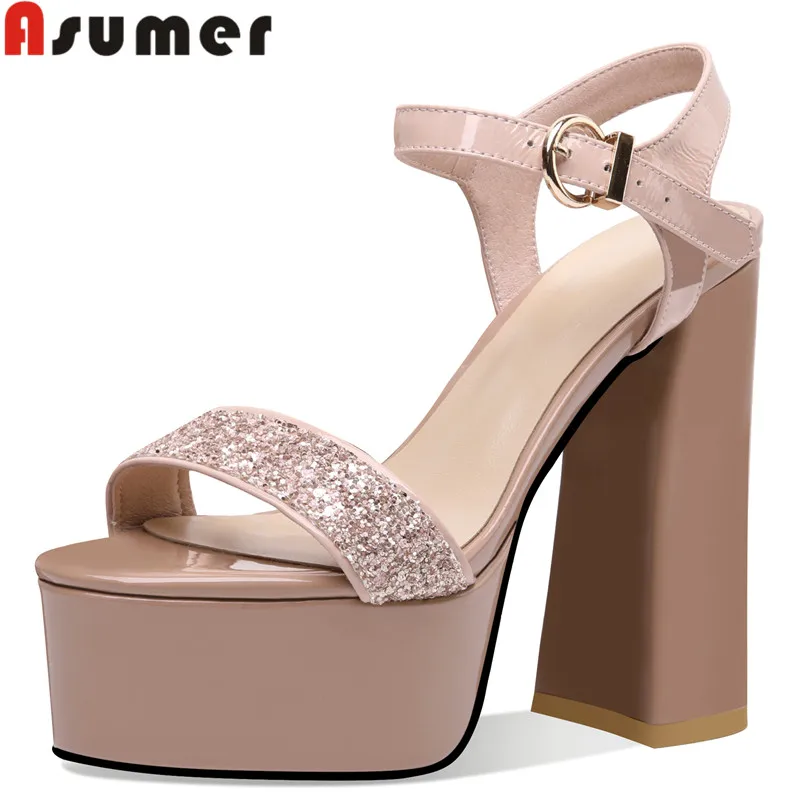 

Женские босоножки на платформе ASUMER, из натуральной кожи, с ремешком спереди и сзади