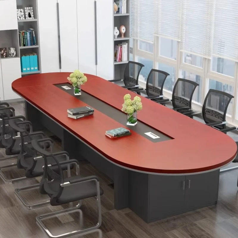 Large conference table Long Simple modern desk Oval meeting table room Round corners Minimalist tavolo riunioni Office furniture