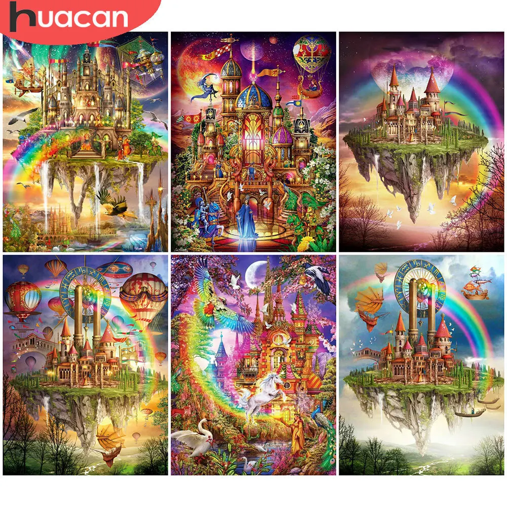 

Алмазная вышивка HUACAN замок вышивка крестиком набор для картин из алмазов ландшафтный дизайн мозаика картина Стразы домашний декор