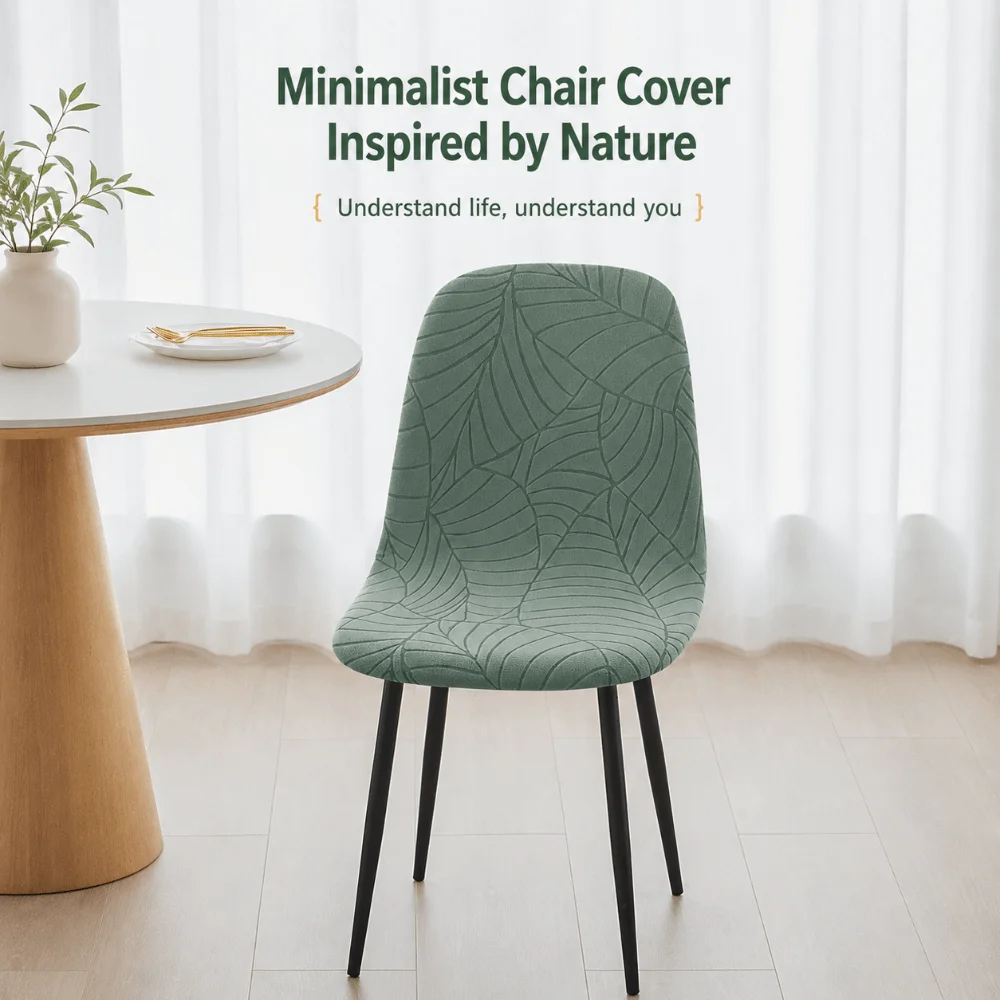 Leaf Jacquard Chair Seat Slipcover Solid Color Stretch Spandex Armless Shell Chair Case Elastic All-inclusive Dust-proof