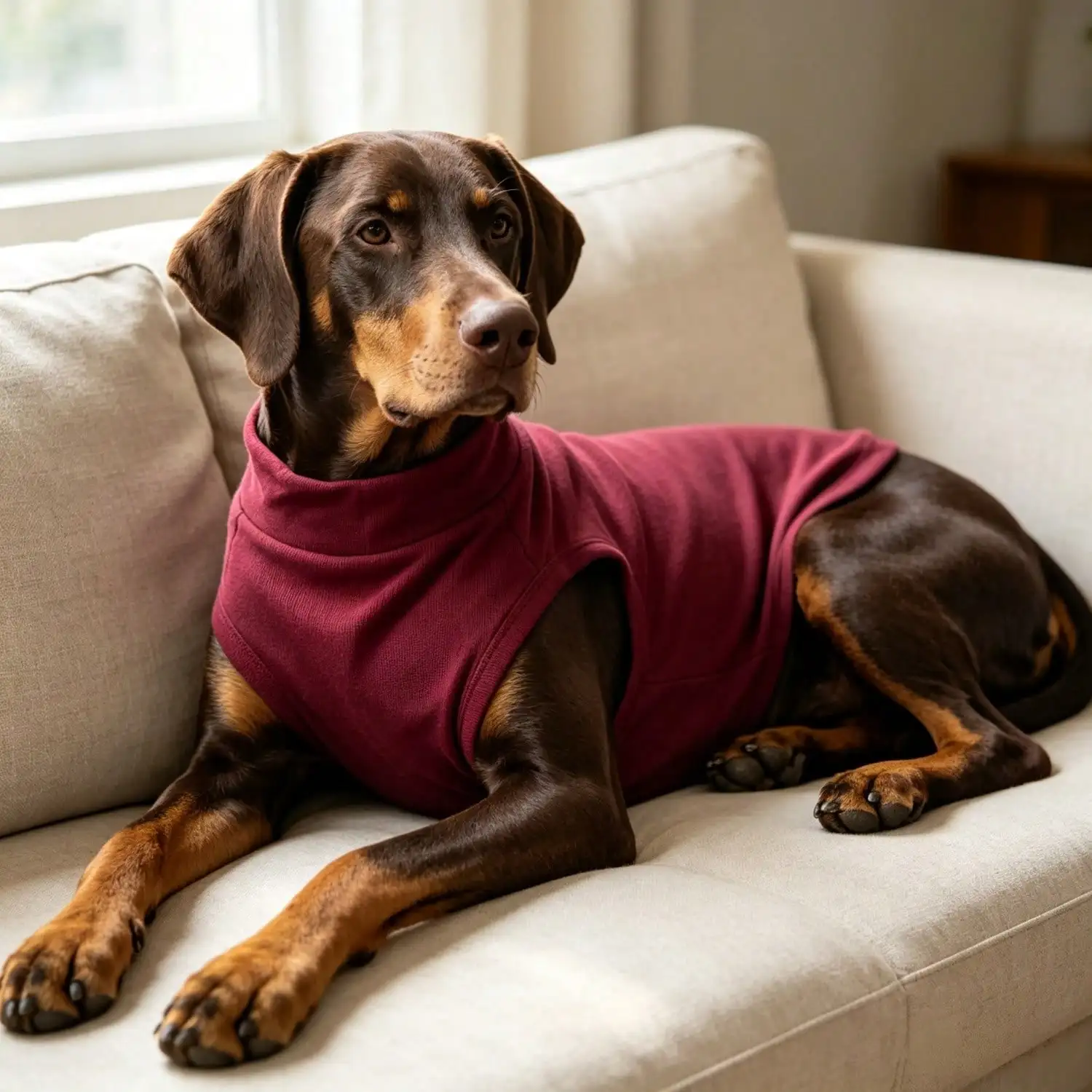 Ärmelloses Rollkragen-Hundeweste für große Hunde, weiche Strickkleidung für Haustiere mit niedlichem Bären-Applikationsaufnäher, warmes Hausoutfit – Detail 9