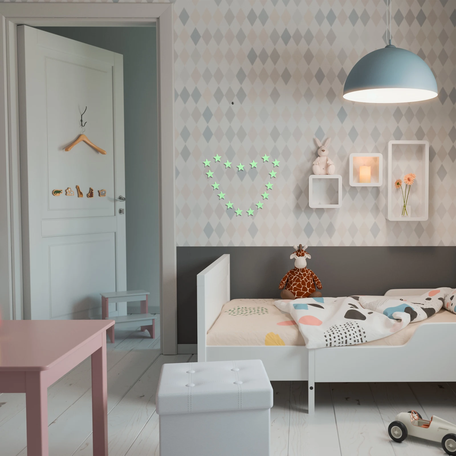 

Pentagram Shaped Glowing Star Wall Stickers Decorative Glow in Dark Decals Girls Room Home Decor Night Light Stars