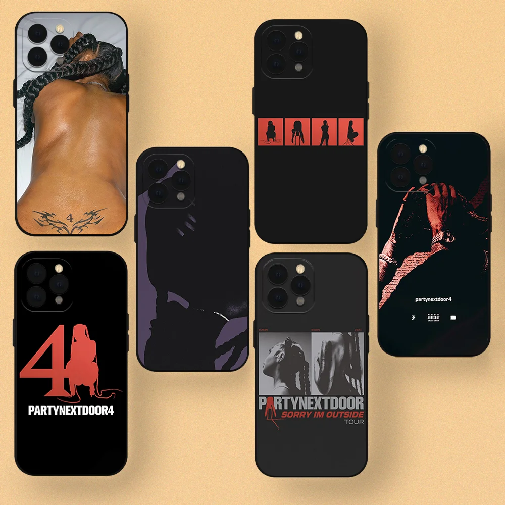 Phone Case for iPhone 12 11 13 14 15 16 Max Pro Plus Black Soft Cover PartyNextDoor 4 PartyNextDoor Singer