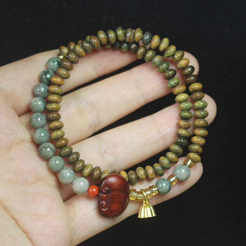 

Браслет из бусин-абакусов из зеленого сандалового дерева 6 мм, двойной круглый буддийский браслет, браслет из бусин в форме семян лотоса для женщин, персонализированный, для самостоятельного изготовления, для молитв