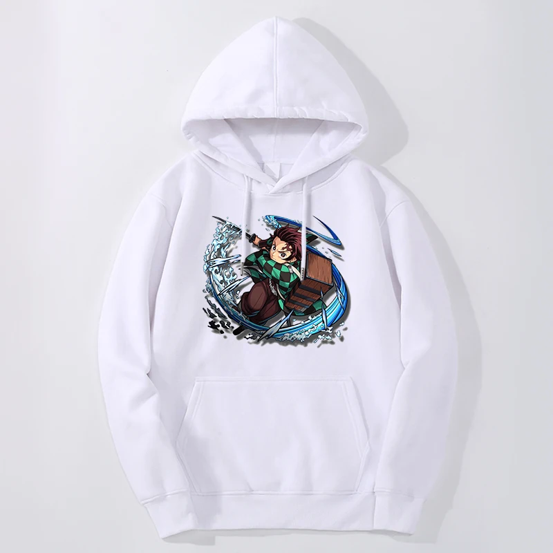 

Demon Slayer Hoodies Sweatshirts Men Tanjirou Manga Japan Anime Graphic Hooded Pullover Fashion Hooded Fashion Anime Clothes