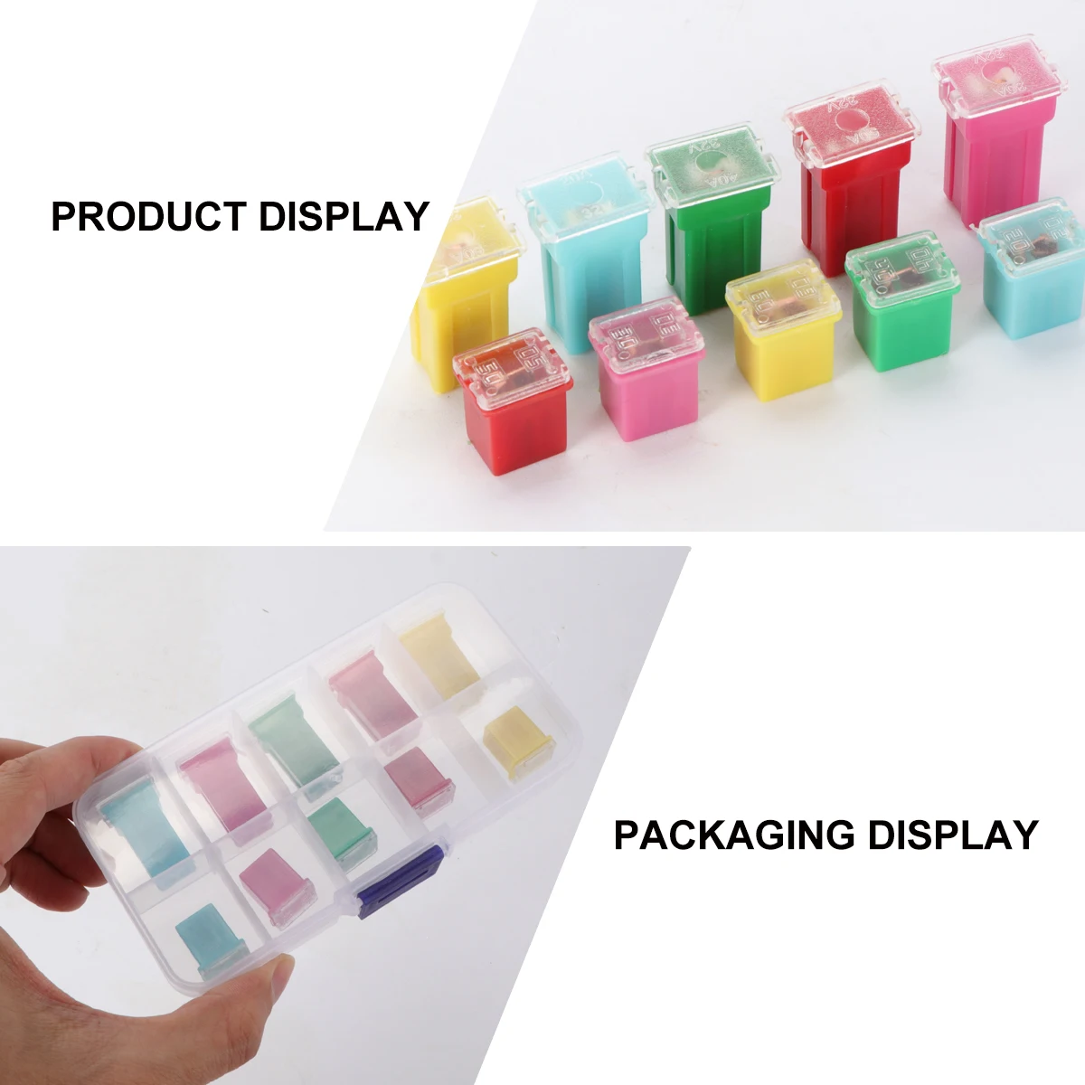 

10pcs Premium Car Assortment Low Tall Profile Jcase Blue Pink Green Red Yellow 20A 30A 40A 50A 60A Auto Circuit Box Vehicle