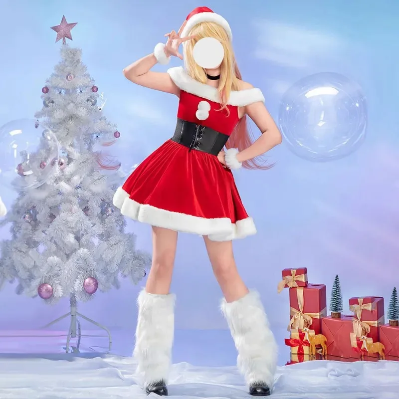 

Костюм для косплея Китагава My-Up Darling, рождественское платье и шляпа, Хэллоуин, аниме, вечерние парики Марин, головные уборы