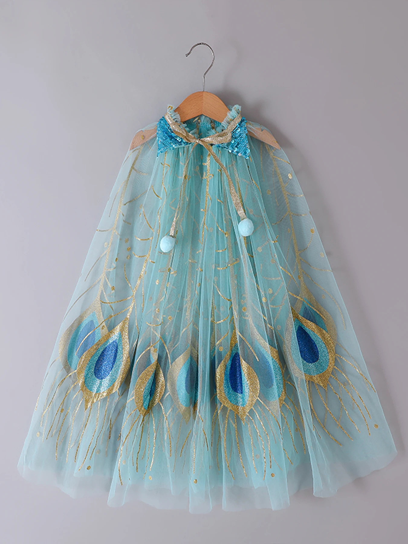 

Блестящий плащ «Принцесса-павлин» для девочек — эффектный наряд для вечеринки на Хэллоуин и идеальный карнавальный подарок, роскошный декоративный плащ