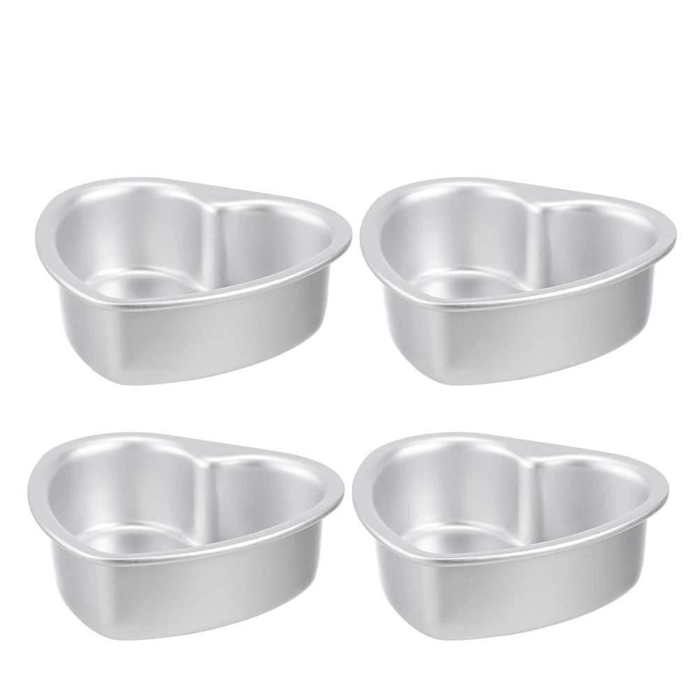 

4 Pcs Heart Shaped Cake Mold Aluminum Alloy Baking Pan Valentine Day Wedding Decor Easy Use Smooth Surface