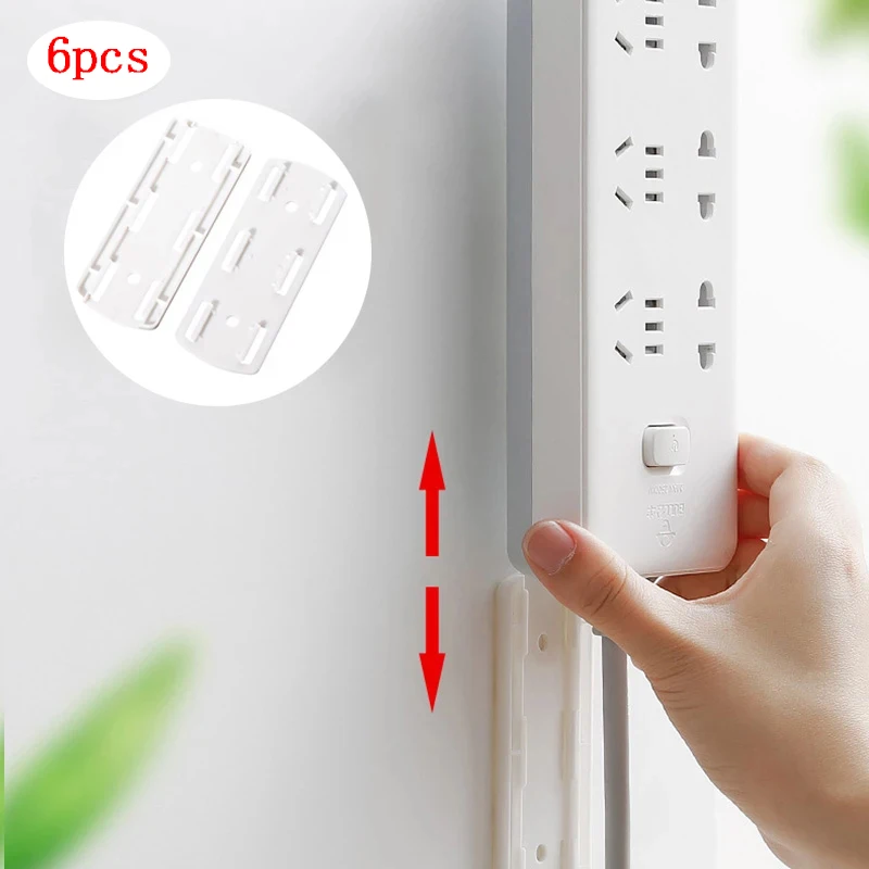 6/3/1pcs Router Wall Hanging Holders Socket Punch Free Power Strip Holder Fixator Plug-in Removable Wall-Mounted for Living Room