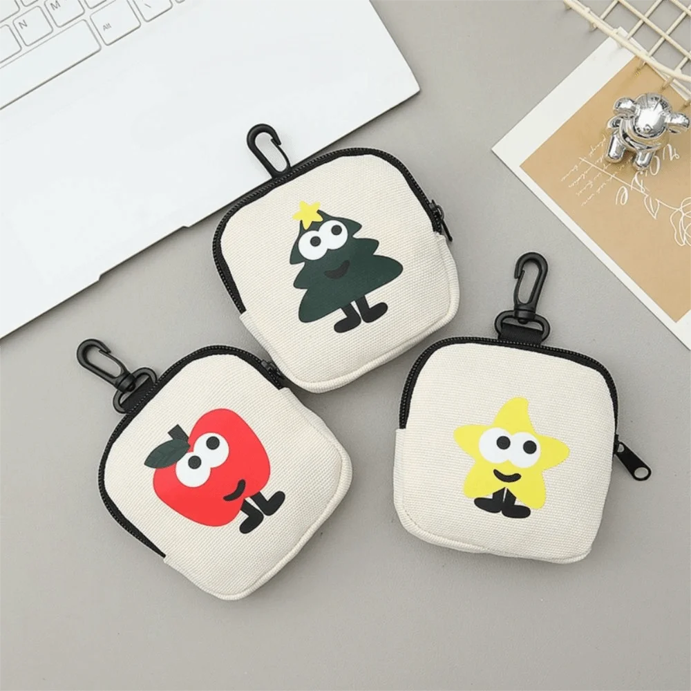 Trendy Mini Coin Purse Lightweight Waterproof Earphone Bag Cartoon Print Portable Wallet Friends Gift