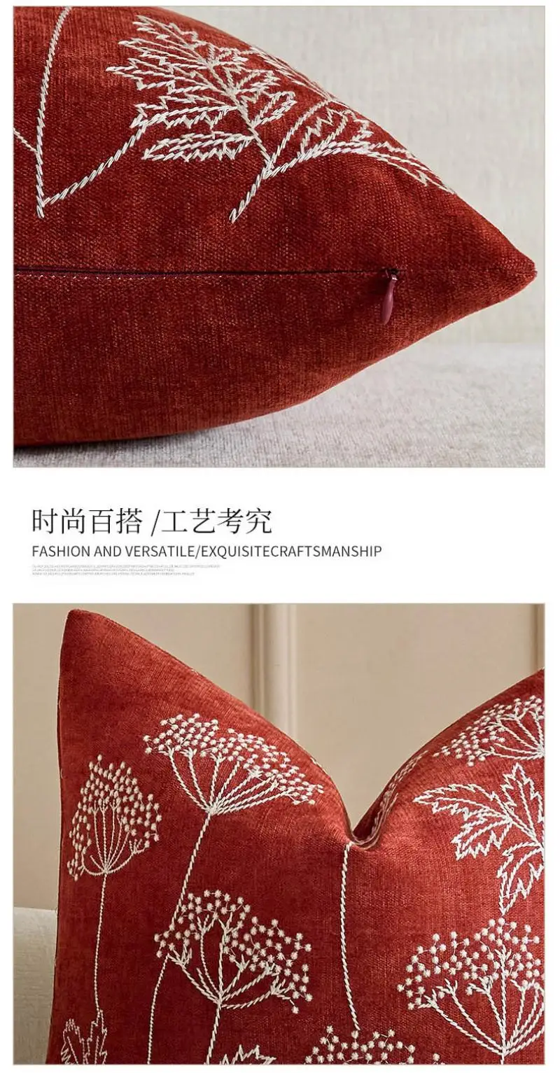 Bohemian Chenille Kissenbezug Cojines Dekoration Sofa Blumen Bestickte Kissenhülle Kopfteil Kissenbezüge 45x45cm – Detail 8
