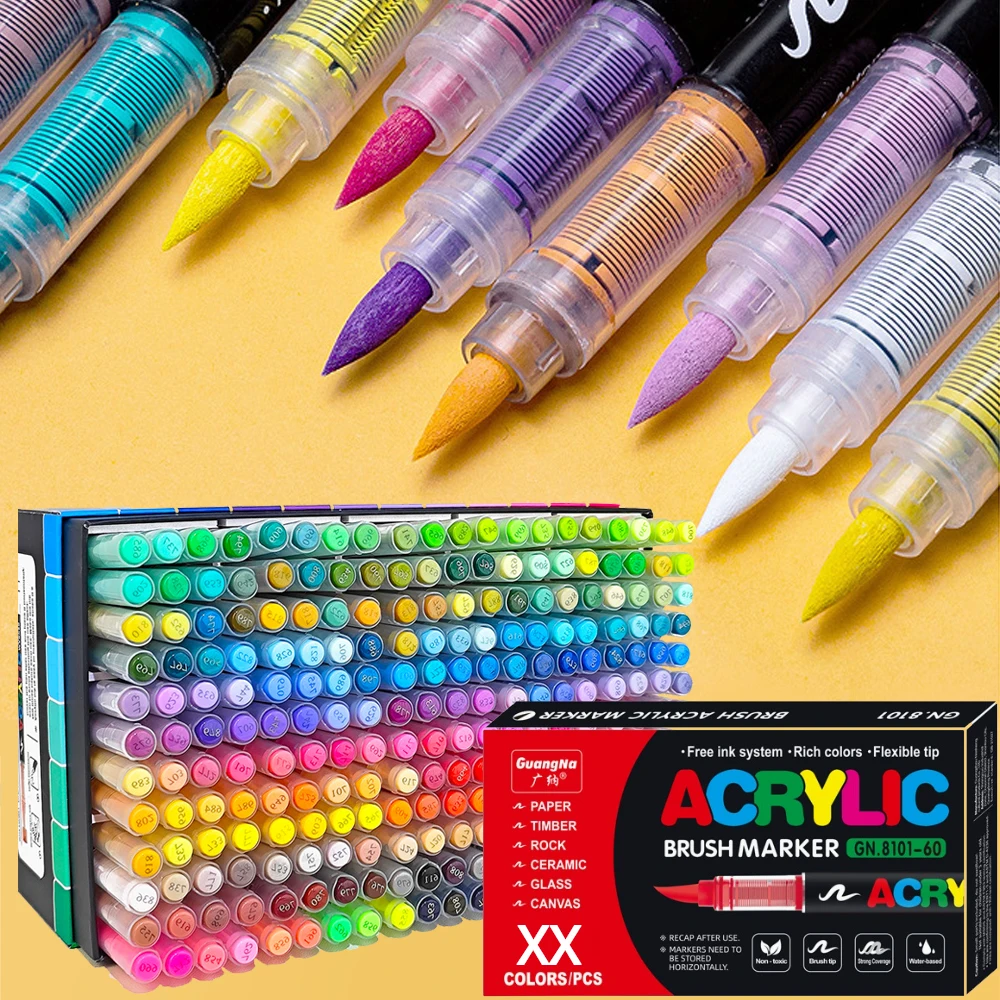 

120/168/240 Colors Acrylic Paint Markers,Soft Brush Tip Pens Acrylic Paint Pens for Wood,Rock Painting DIY Crafts Art Supplies