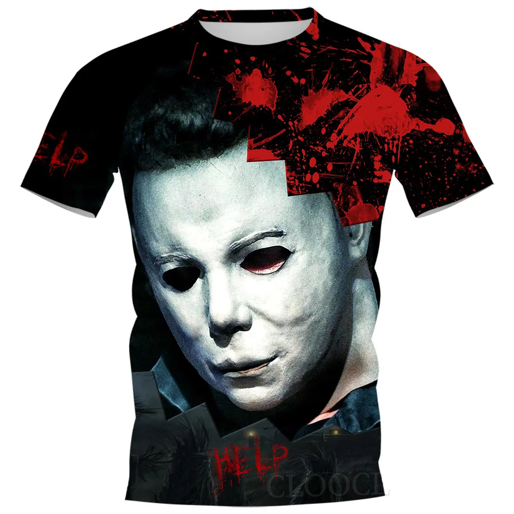 Halloween Men\'s Horror Style Tshirts Michael Classic Horror Movie Character 3d Prited T-shirt Men Casual O-neck Tees Men Clothes