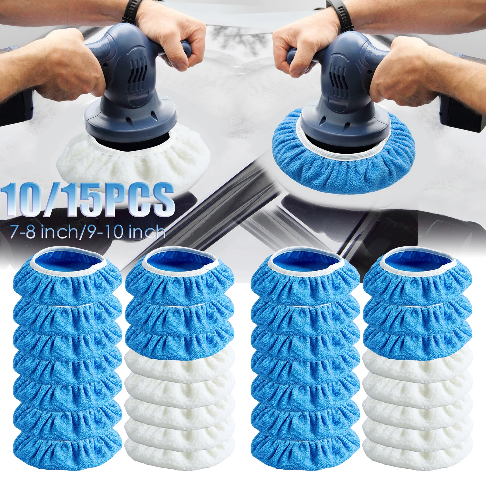 Almofadas de Polimento de Carro Polidor de lã Bonnet Polished Waxing Pad para Polimento de Carro e Polimento in 10in 15 Pcs 10 Pcs