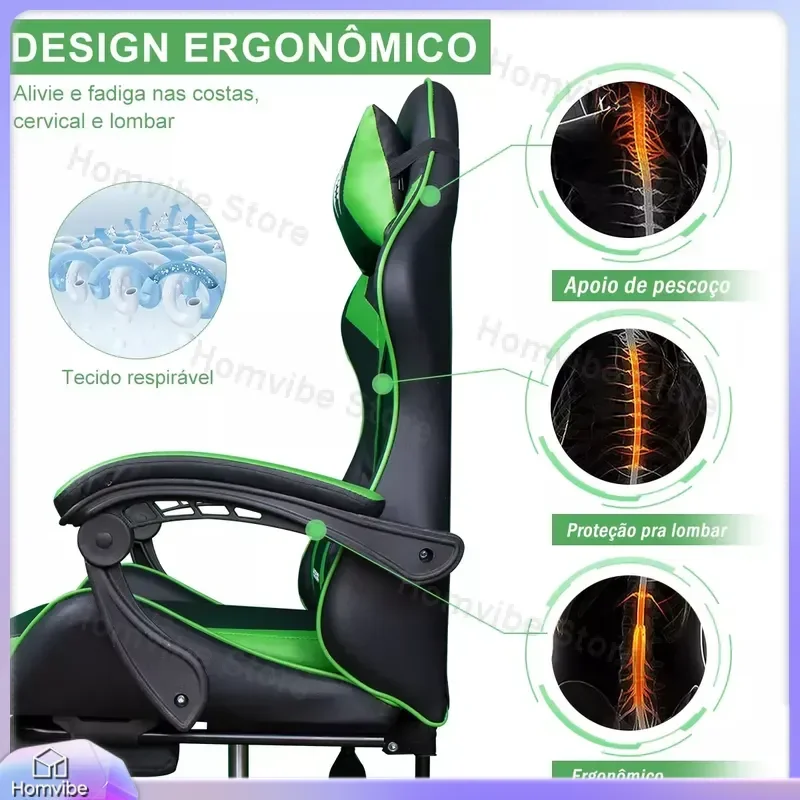 High-Back Ergonomic Gaming Chair with Footrest Adjustable Reclining Office Chair for PC Gamers Computer Desk Chair Racing view 3