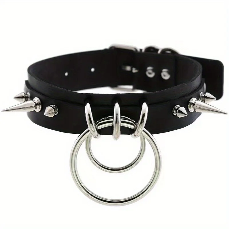 Punk Hip Hop Gothic Collar Y2K Style Necklace Trendy Leather Collar Necklace Neck Chain Party Christmas Birthday Cosplay Gift
