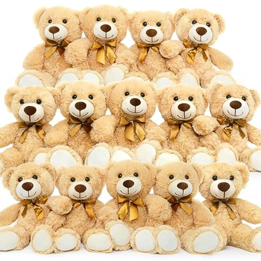 

14Pcs 14inch Brown Teddy Bears Bulk Plush Stuffed Animals for Baby Shower Centerpiece Party Favors Cute Soft Teddy Bear Toys