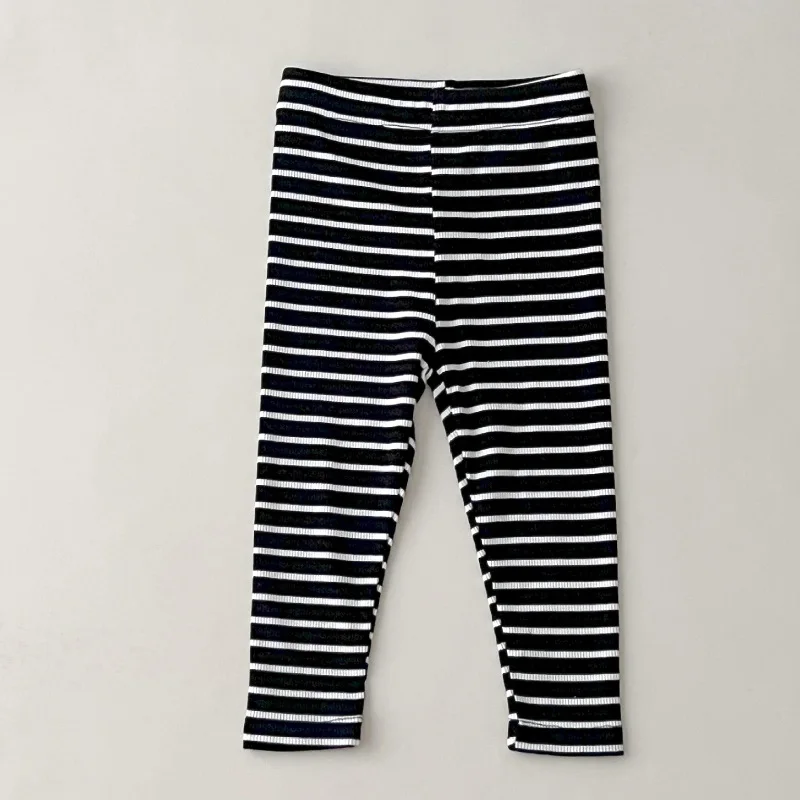 Baby clothes 0-6 year old children\'s pants striped cotton girls solid color leggings casual striped thin new boys elastic pants