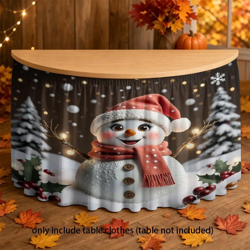Two-dimensional multi-functional table skirts, table covers, snowman prints, home decorations, dining tables, office desks