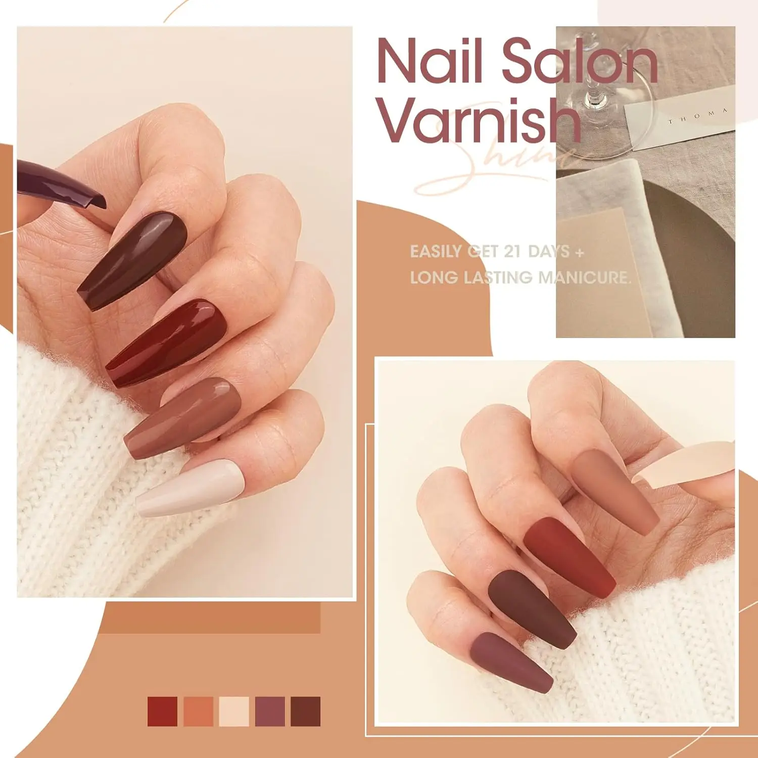 GELLEN Coffee GeL Smalto per unghie 6 colori Set Kit smalto gel solido marrone latte bianco alla moda Design caldo Manicure Home Salon Fai da te