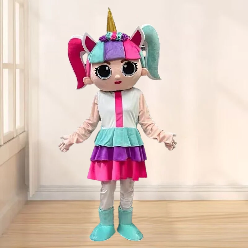 LOl Unicorn Girl Mascot Costume adulto personaggio dei cartoni animati Outfit evento principale pubblicità regalo di compleanno puntelli Cosplay per