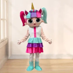 LOl Unicorn Girl Mascot Costume adulto personaggio dei cartoni animati Outfit evento principale pubblicità regalo di compleanno puntelli Cosplay per feste