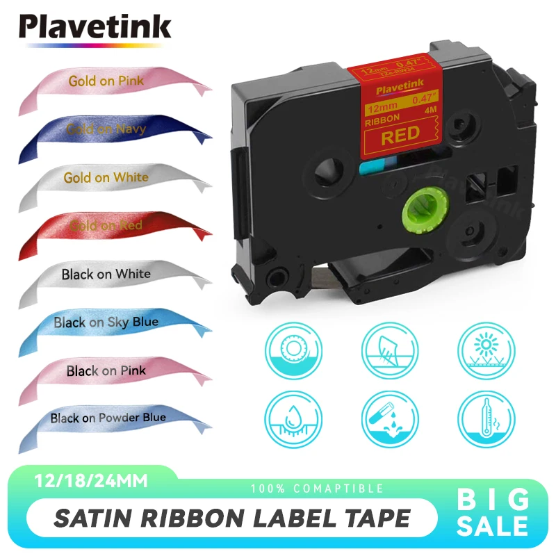 

1Pcs 12mm Multicolor Satin Ribbon label tape Compatible For Brother P-TOUCH D200 D210 Label Printer TZE-R231 R234 RE31 RN34 RK34