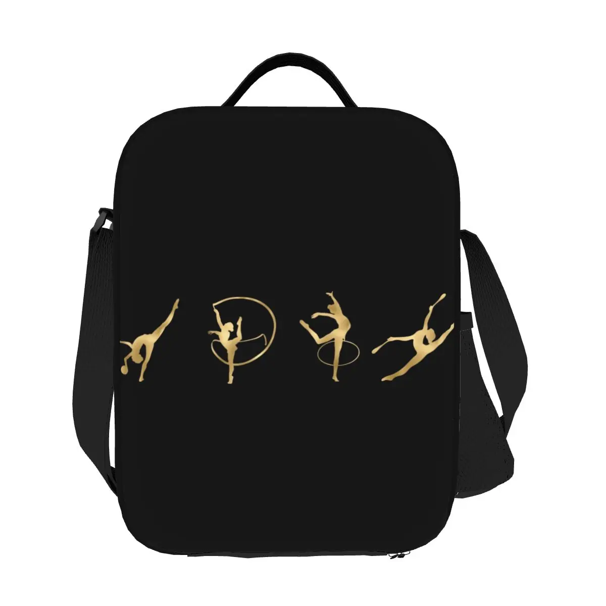 

Custom Rhythmic Gymnastics Gold LIne Thermal Insulated Lunch Bag Women Resuable Lunch Container for Multifunction Bento Food Box
