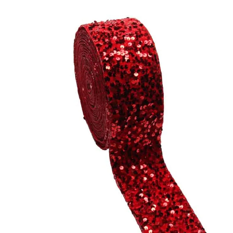 Red Sequin Ribbon 75mm 3inch 20yards/lot for Hairbows Craft Materials DIY Accessorics
