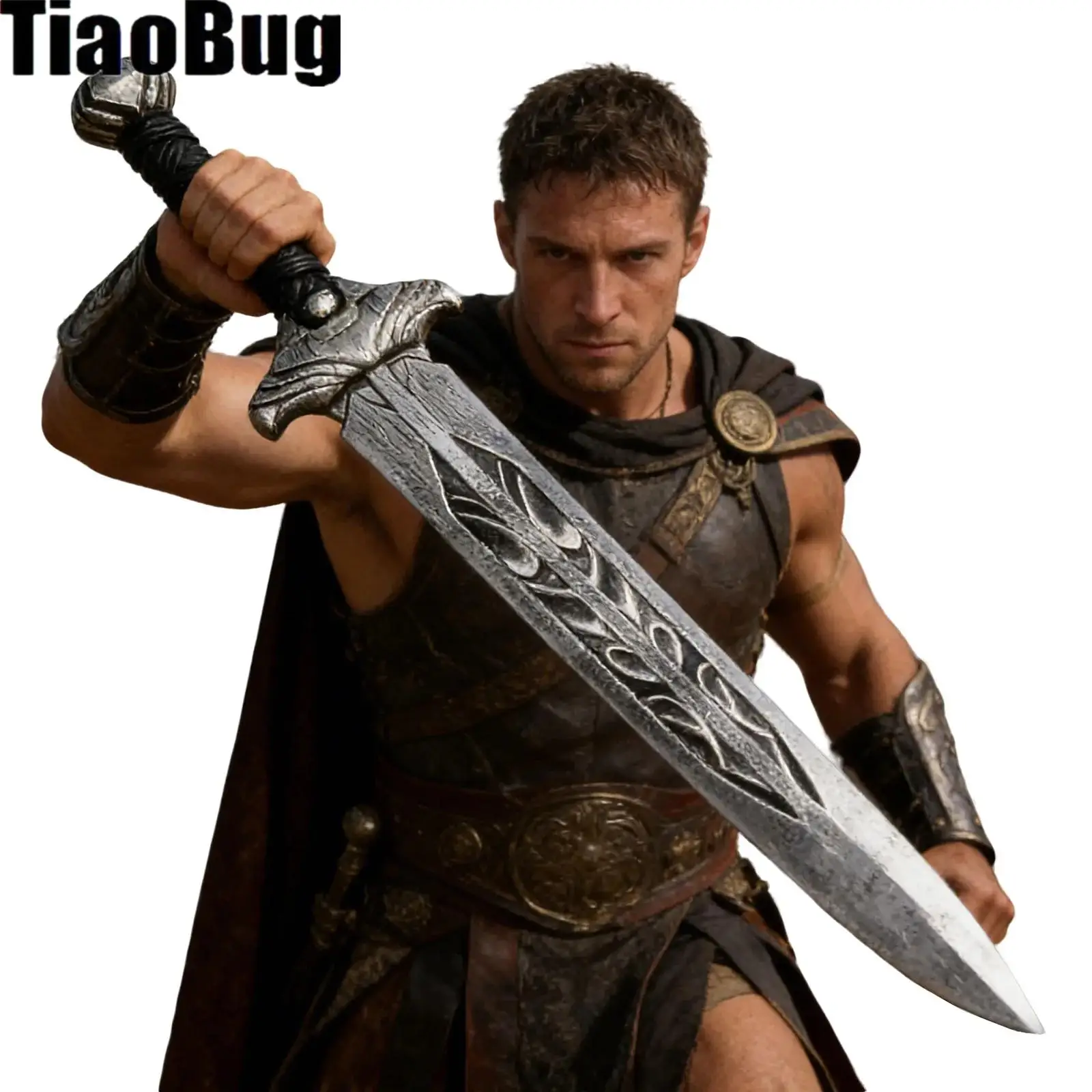 Warriors Realistic Halloween Wooden-grain Shield And Wide-sword Prop for Halloween Cosplay Party And Stage Performance