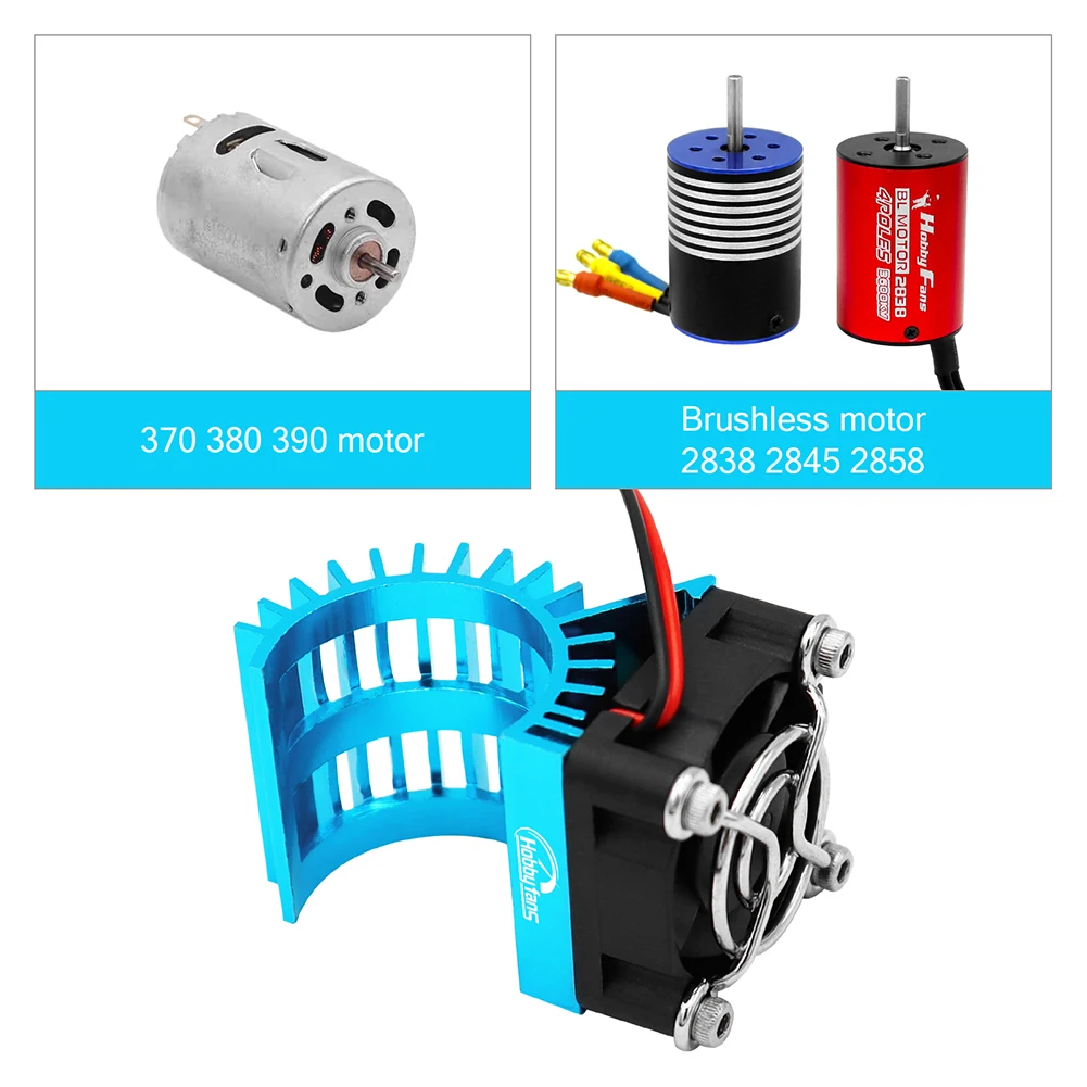 RC Motor Heat Sink with Cooling Fan for 1/14 1/16 1/18 370 380 390 RC Car for 2838 2858 2845 Brushless Motor