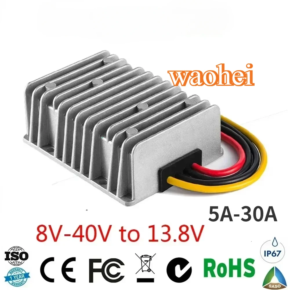 8-40V do 13.8V 5A-30A Regulator Boost Buck DC Stabilizator napięcia DC Falownik samochodowy Konwerter napięcia wodoodporny konwerter mocy