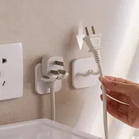 Self Adhesive power cord storage rack wall plug hook Punching Free Shaving Razor Holder Bathroom Kitchen Hanger Organizer Shelf
