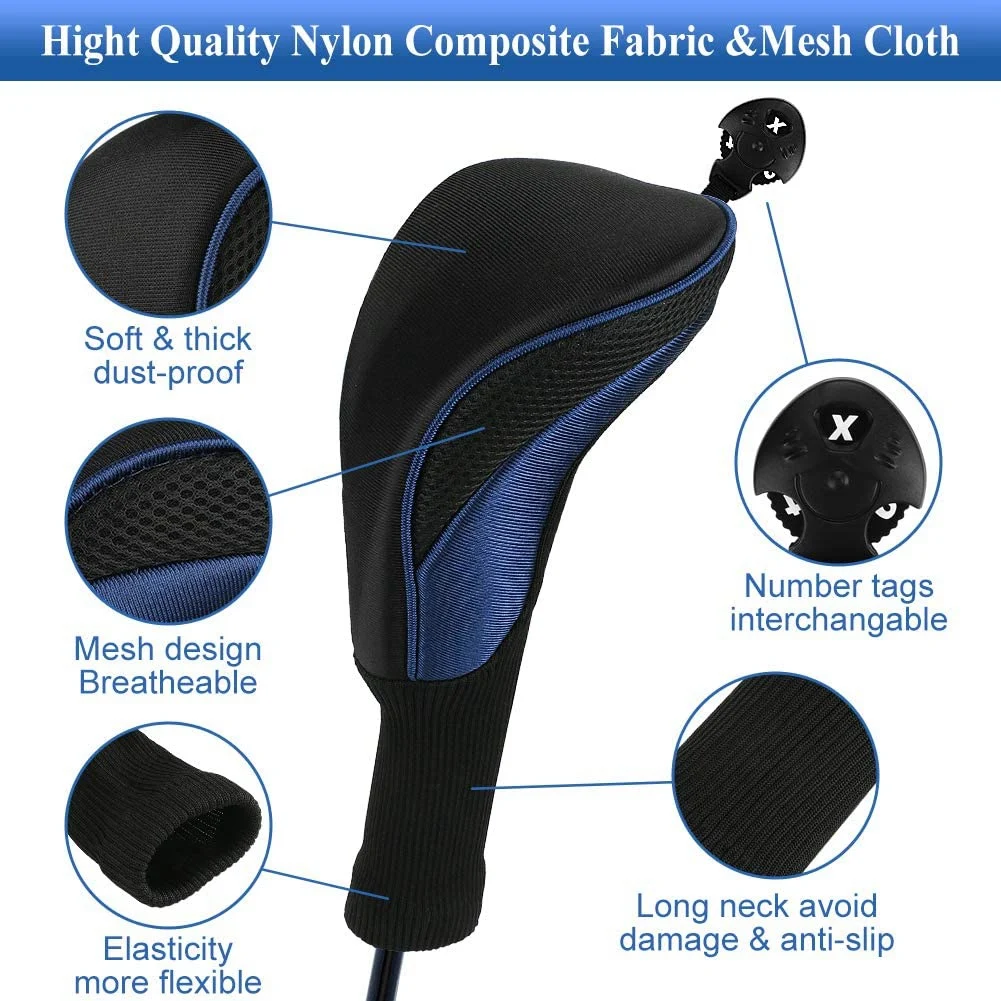 

3Pcs Golf Club Head Covers for Fairway Woods Driver, Mesh Headcovers