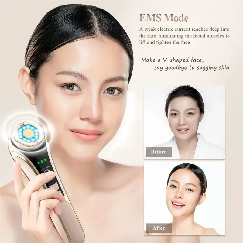 Facial Lifting Massager Multifunctionele EMS LED Photon Rimpel Remover RF Heet Kompres 1200Hz Trillingen Anti-aging Apparaat