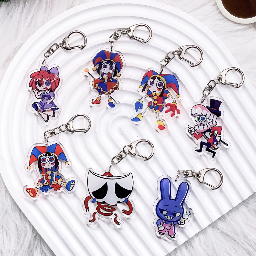شخصيات كرتونية مذهلة السيرك الرقمي سلسلة مفاتيح مصنوعة من الأكريليك اكسسوارات حقيبة سحرية على ظهره قلادة كيرينغ هدايا للأصدقاء