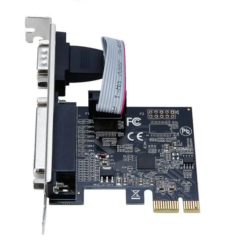 Tarjeta PCI express a puerto serie y paralelo, puerto de impresora RS232 Com, tarjeta vertical PCIe PCI-e, moschip 9900
