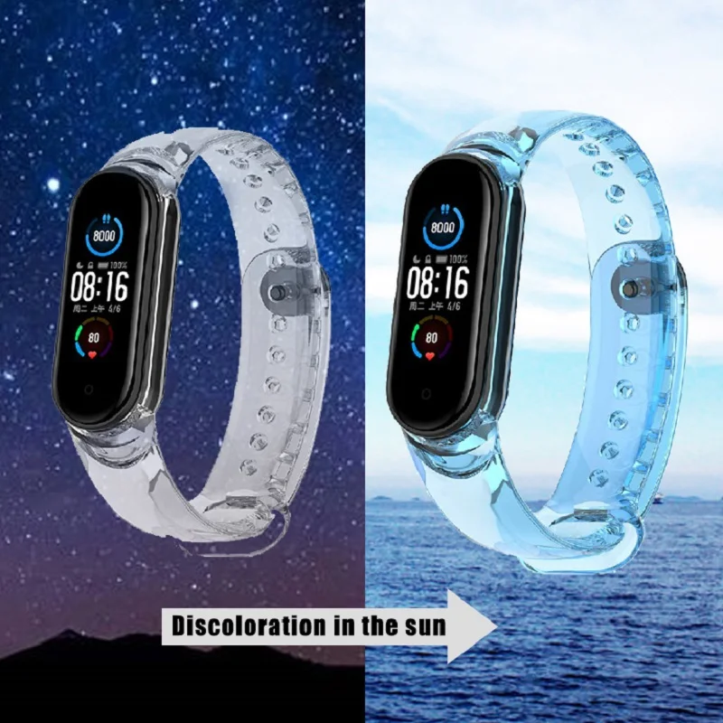 Per Xiaomi Mi Band 6 5 7 NFC cinturino da polso di ricambio TPU cinturino per cambio colore morbido cinturino per cinturino intelligente trasparente