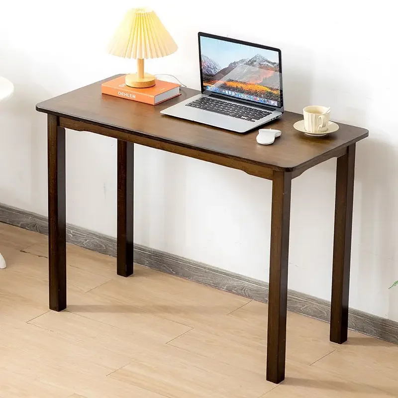 Mesa de estudo nórdica para estudante, mesa simples, mesa do computador, mesas retangulares, bambu, mobília doméstica, escritório, laptop, cor de noz