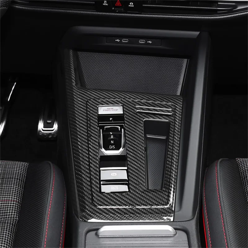 

For Volkswagen VW Golf 8 MK8 2020-2024 Real Carbon Fiber Center Console Gear Shift Panel Trim Shifter Frame Sticker Decorative