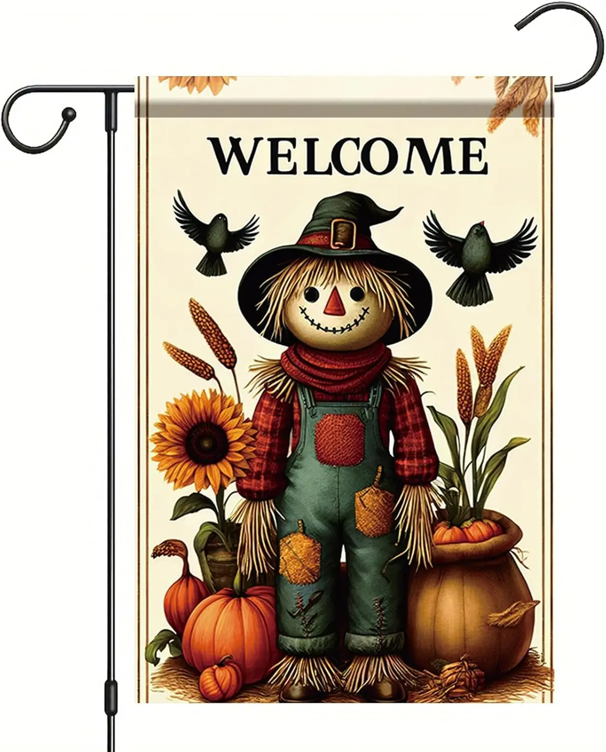 Starlit Patio 12x18 Inch Autumn Scarecrow Thansgiving Garden Flag Fall Welcome Banner Harvest Yard Decoration Outdoor Season uui