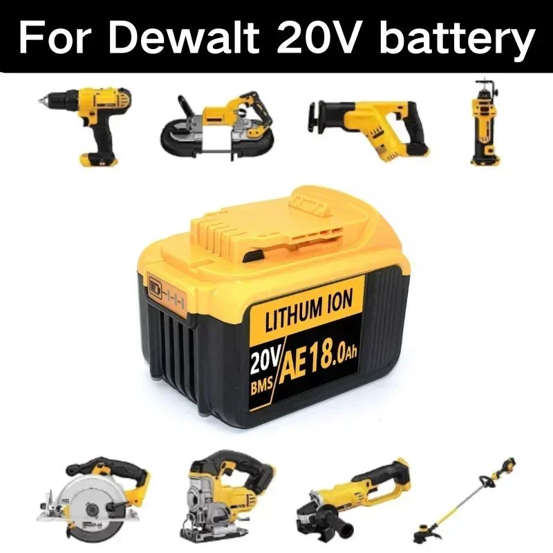 Bateria de substituição de lítio dcb200 20v 18000mah para dewalt 18v dcb184 dcb200 dcb182 dcb180 dcb181 dcb182 dcb201 dcb206