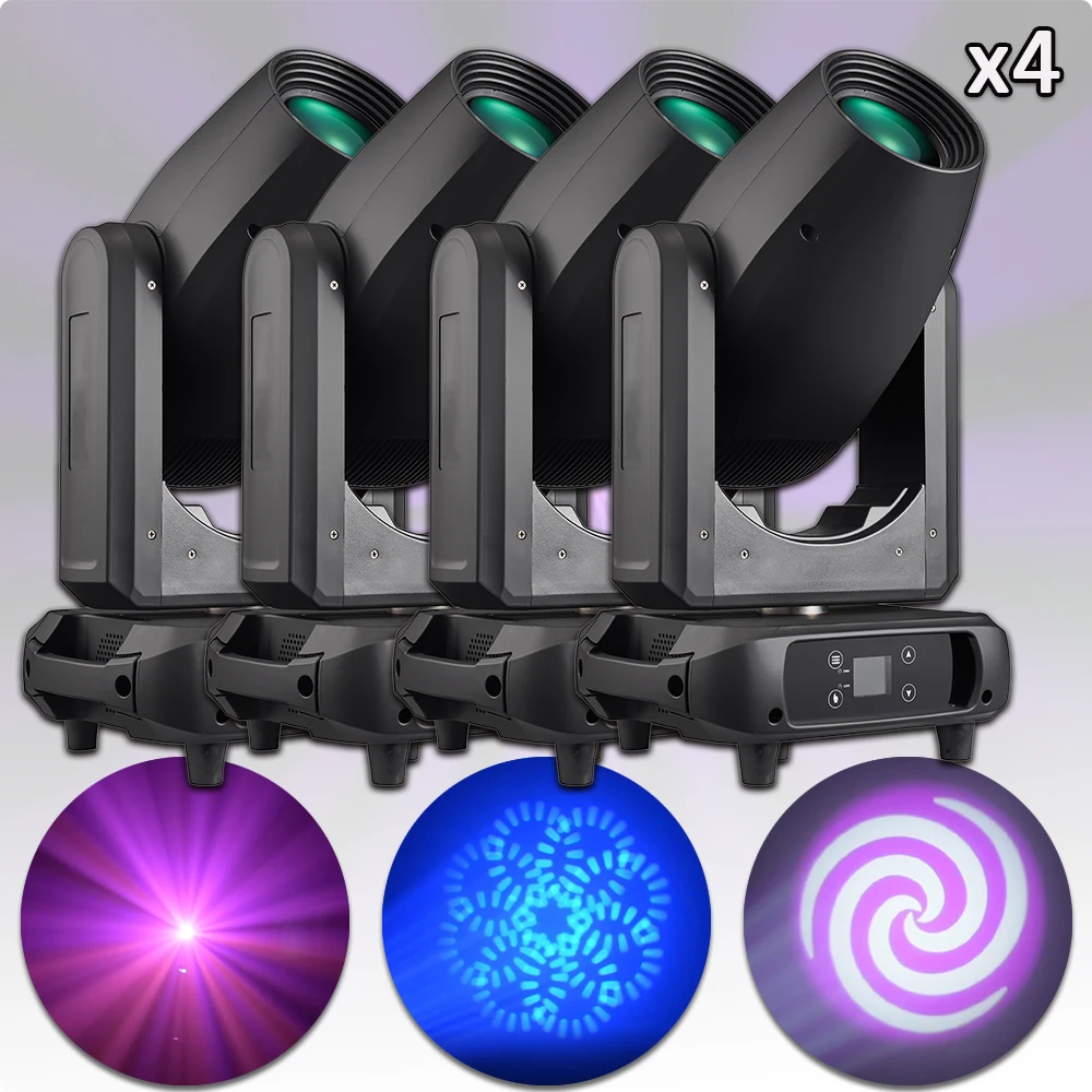 4Pcs/Lot 250W Beam Spot Wash Moving Head Light DMX Stage Lighting For Wedding DJ Disco Party Concert Prism Effect Stage Light