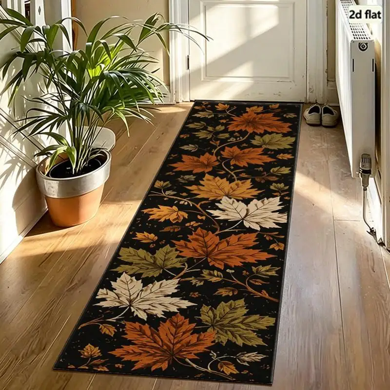1PC Autumn Maple Leaf Running Rugs, Hallway Rugs, Washable And Easy-to-maintain Home Decoration Carpet, Suitable For Hallways, Passages, Stairs, Bedrooms, Bedside, Laundry Rooms, Kitchens Etc